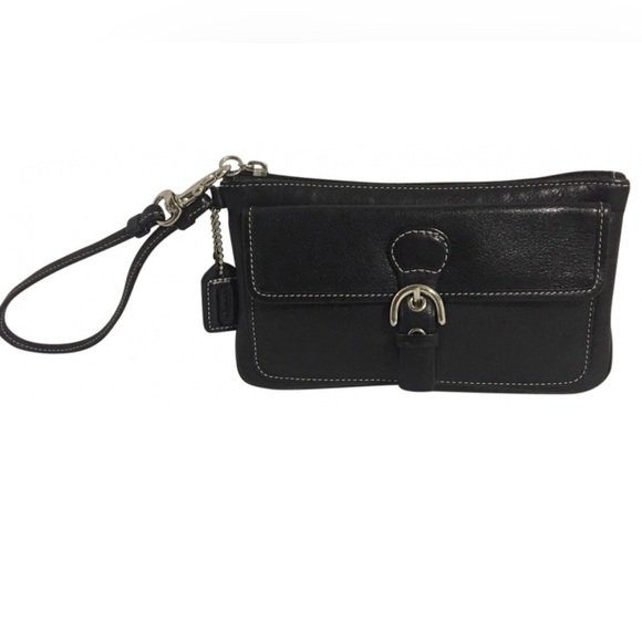 Coach vintage black leather wristlet - Picture 1 of 7